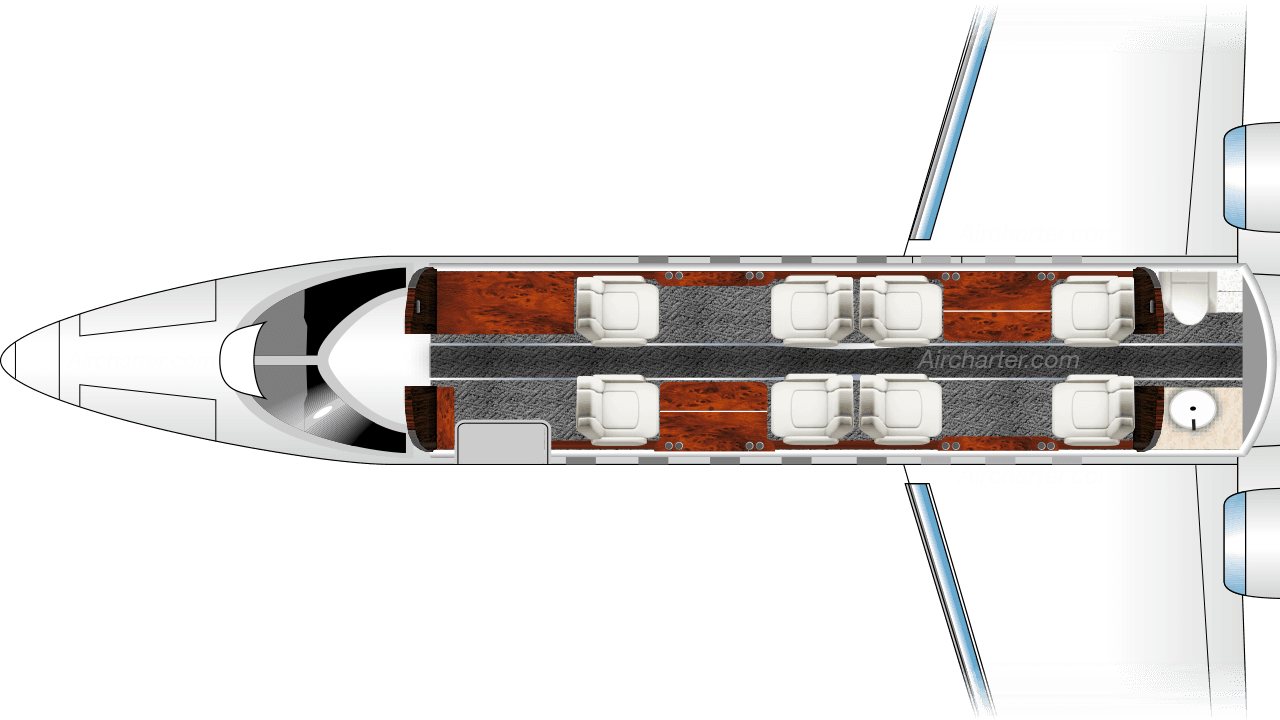 Plan de cabine du Learjet 85