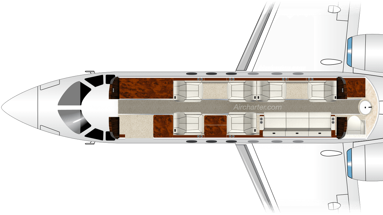 Plan de cabine du Hawker 4000