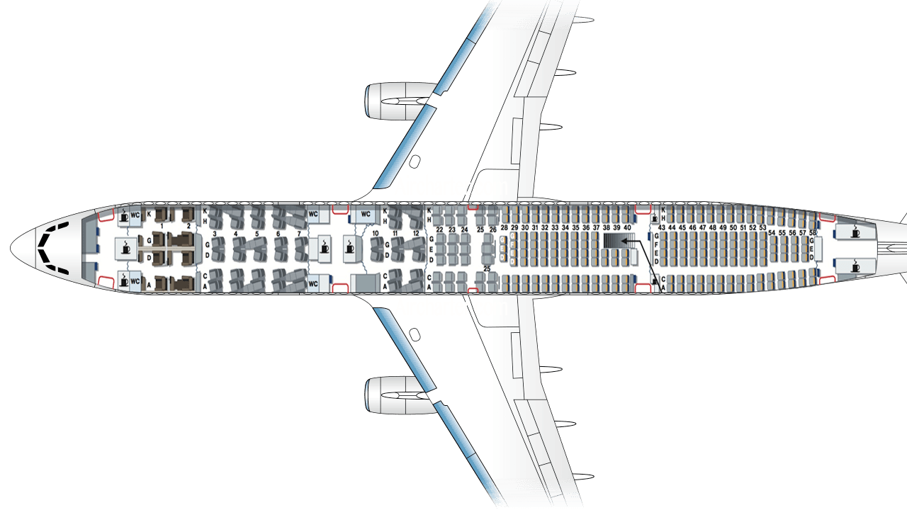 Plan de cabine du A340