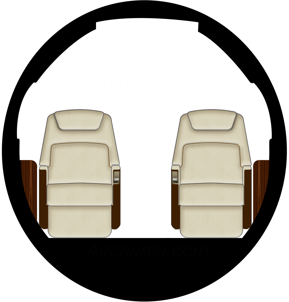 Challenger 350 cabin showing galley and aft lavatory arrangement